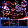 image:imageJOYIN 120 Pcs 4th of July Glow Sticks Bulk Red White Blue Striped Lightup Sticks with Connectors Glow in the Dark Headband Bracelet Necklace for Independence Day Party Favor Accessory Supply
