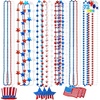image:imageJOYIN 72 Pcs July 4th Patriotic Bead Necklace Assortment Bulk Red White Blue Beads Star Beaded Necklace With Pendant Independence Day Parade Bulk Dress Up Accessory Memorial Day Party Favor Supply