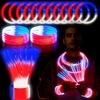 image:imageJOYIN 144 Pcs 4th of July Glow Sticks Bulk Red White Blue 3 Colors in 1 Glow in the Dark Stick Lightup Bracelet Necklace for Kids amp Adults Memorial Independence Day Party Accessory Favor Supply
