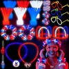 image:imageJOYIN 4th of July Patriotic Glow Stick Glasses Necklace Bracelets Headbands Earrings Accessories Red White Blue Light Up Sticks Glow in the Dark Party Supplies for Independence Day Parade Celebration