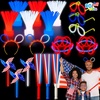 image:imageJOYIN 90 PCS July 4th Glow Sticks Set Red White Blue Patriotic Glow Sticks with Connectors Glow in the Dark Pinwheels Wands Headbands amp Glasses Party Favors for Independence Day Accessory Decor