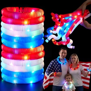 image:imageJOYIN 12 PCS 4th of July Red White Blue Glow Sticks amp Light Up Pop Tubes Patriotic Glow Toys Light up Bracelet Necklace Independence Day Party Favors Supplies for Parade Camp Games amp Activities