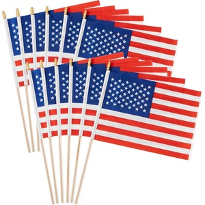 image:imageJOYIN 12 Pcs 11 x 8 July 4th American Flags with Sticks Fabric USA Flags with Wooden Poles Handheld Flags for Patriotic Parade Outdoor Yard Decor Memorial Independence Day Party Supply
