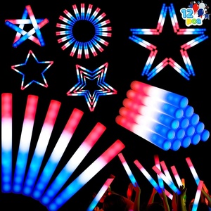 image:imageJOYIN 12 Pcs July 4th Foam Glow Sticks 16 Red White Blue Patriotic LED Sticks with 3 Lightup Modes Glow in the Dark Party Favor Supply for Independence Day Parade Carnival Festive Celebration
