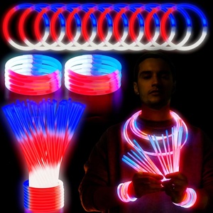 image:imageJOYIN 144 Pcs 4th of July Glow Sticks Bulk Red White Blue 3 Colors in 1 Glow in the Dark Stick Lightup Bracelet Necklace for Kids amp Adults Memorial Independence Day Party Accessory Favor Supply