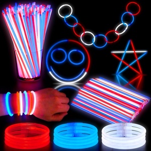 image:imageJOYIN 162 Pcs 4th of July 250th Anniversary Patriotic Sticks with Connector Red White Blue Glow Sticks Bulk Light Up Bracelets amp Necklaces Kids Glow in the Dark Party Supplies for Independence Day