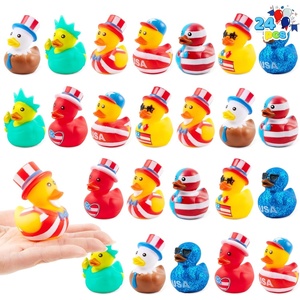 image:imageJOYIN 24 Pcs Patriotic Rubber Ducks Red White Blue 4th of July Bulk Ducks with 8 Patriotic Designs Independence Day Party Favor Gift Bath Toys for Kids ToddlersStriped Color