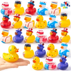 image:imageJOYIN 24 Pcs Patriotic Rubber Ducks Red White Blue 4th of July Bulk Ducks with 8 Patriotic Designs Independence Day Party Favor Gift Bath Toys for Kids ToddlersSolid Color