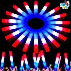 image:imageJOYIN 24Pcs July 4th Foam Glow Sticks Red White Blue Patriotic LED Sticks with 3 Modes Flashing for Kid Adult Glow in The Dark Party Favor Supplies for Independence Day Parade Concert Carnival