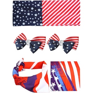 image:imageJOYIN 4 Pcs Patriotic Accessories Set  US American Flag Headband Bandana and 2 Hairpins for Independence Day Memorial Day Veterans Day and Celebrations