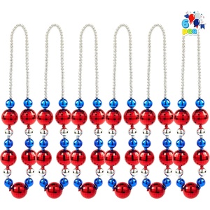 image:imageJOYIN 6 Pcs 4th of July Jumbo Bead Necklaces 44 Red Blue Silver Necklaces Beads for Independence Day Parade Decorations Patriotic Party Favors Supplies Costume Outfit Accessories