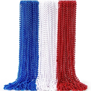 image:imageJOYIN 72 Pcs July 4th Plastic Necklaces Toy Red White Blue Patriotic Beads Necklace July 4th Parade Throws Bulk Metallic Necklace for Adult Dress Up Accessories Independence Day Party Favor Supply