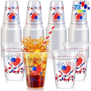 image:imageJOYIN 72 Pcs Patriotic Plastic Cups 16 OZ 4th of July Clear Disposable Cups with Red amp Blue Star Pattern for Patriotic Party Supplies 4th of July Decoration Independence Day Memorial Day