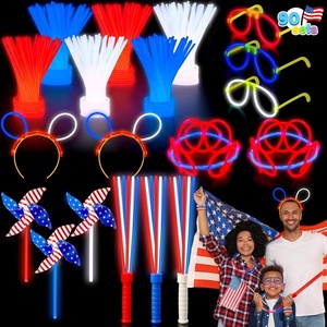 image:imageJOYIN 90 PCS July 4th Glow Sticks Set Red White Blue Patriotic Glow Sticks with Connectors Glow in the Dark Pinwheels Wands Headbands amp Glasses Party Favors for Independence Day Accessory Decor