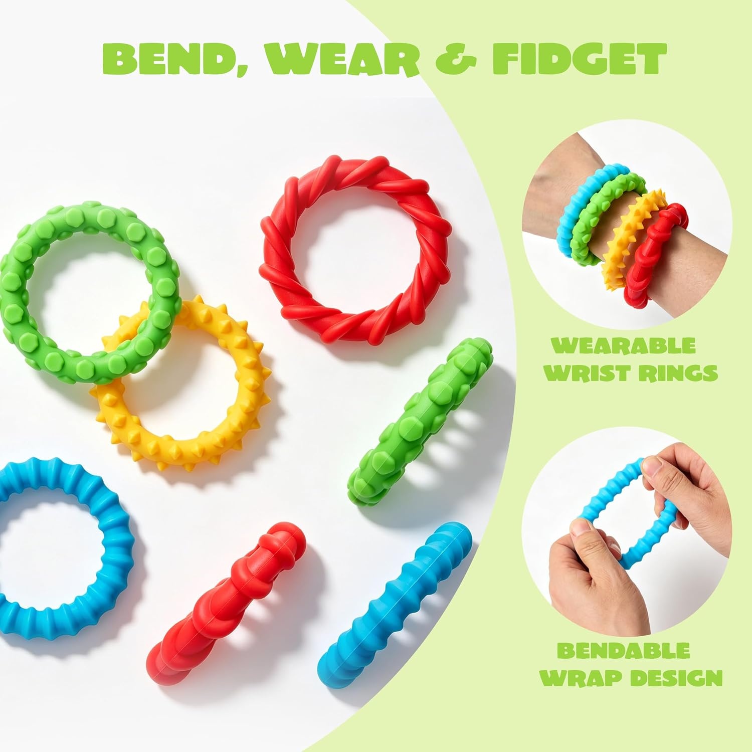image:imageJOYIN 4Pcs Fidget Bracelet Vibrant colors and multiple tactile sensations Sensory toys for kids with autism Funny Gifts Treasure Box Birthday Gifts amp Party Favors Carnival Prizes Classroom Reward