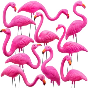 image:imageJOYIN 10 Pack Small Yard Flamingos Ornament Stakes Mini Pink Flamingo Yard Decorations Mini Lawn Plastic Flamingo Statue with Rubber Coating Metal Legs for Outdoor Garden Luau Party Gift 310IN