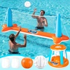 image:imageJOYIN Inflatable Volleyball Net amp Basketball Hoops Pool Float Set Balls Included for KidsAdults Summing Pool Game Floating Summer Floaties Volleyball Court BasketballLDark BlueOrange