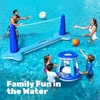 image:imageJOYIN Inflatable Volleyball Net amp Basketball Hoops Pool Float Set Balls Included for KidsAdults Summing Pool Game Floating Summer Floaties Volleyball Court BasketballLDark BlueDark Blue