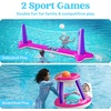image:imageJOYIN Inflatable Volleyball Net amp Basketball Hoops Pool Float Set Balls Included for KidsAdults Summing Pool Game Floating Summer Floaties Volleyball Court BasketballLDark BluePink Purple