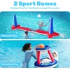 image:imageJOYIN Inflatable Volleyball Net amp Basketball Hoops Pool Float Set Balls Included for KidsAdults Summing Pool Game Floating Summer Floaties Volleyball Court BasketballLDark BlueRed