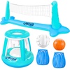 image:imageJOYIN Inflatable Volleyball Net amp Basketball Hoops Pool Float Set Balls Included for KidsAdults Summing Pool Game Floating Summer Floaties Volleyball Court BasketballLDark BlueBlue Cyan
