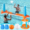 image:imageJOYIN Inflatable Volleyball Net amp Basketball Hoops Pool Float Set Balls Included for KidsAdults Summing Pool Game Floating Summer Floaties Volleyball Court BasketballLDark BlueOrange