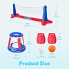 image:imageJOYIN Inflatable Volleyball Net amp Basketball Hoops Pool Float Set Balls Included for KidsAdults Summing Pool Game Floating Summer Floaties Volleyball Court BasketballLDark BlueRed