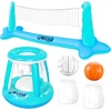 image:imageJOYIN Inflatable Volleyball Net amp Basketball Hoops Pool Float Set Balls Included for KidsAdults Summing Pool Game Floating Summer Floaties Volleyball Court BasketballLDark BlueBlue Cyan