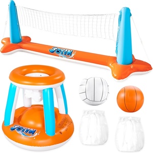 image:imageJOYIN Inflatable Volleyball Net amp Basketball Hoops Pool Float Set Balls Included for KidsAdults Summing Pool Game Floating Summer Floaties Volleyball Court BasketballLDark BlueOrange