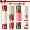 image:imageJOYIN 100PCS 9oz Christmas Disposable Paper Cups Xmas Drinking Party Cups Bulk with Christmas Elements and Holiday atmosphere for Chocolate Coffee Cold Beverage Holiday Tableware Party SuppliesCute