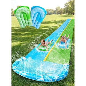 image:imageJOYIN 225ft Water Slides and 2 Bodyboards Lawn Water Slide Summer Slip Waterslides Water Toy with Build in Sprinkler for Backyard Outdoor Water Fun for KidsBlue  Green