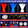 image:imageJOYIN 170 Pcs July 4th Glow Sticks Bulk Red White Blue 4th of July Sticks Bulk Patriotic Bracelets amp Necklaces Glow in The Dark Party Favor Supplies for Independence Day Accessory Decoration