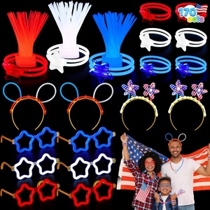 image:imageJOYIN 170 Pcs July 4th Glow Sticks Bulk Red White Blue 4th of July Sticks Bulk Patriotic Bracelets amp Necklaces Glow in The Dark Party Favor Supplies for Independence Day Accessory Decoration