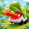 image:imageJOYIN Dinosaur Toys for Kids 18M Dinosaur Carrier Truck with 3 Rubber Car Vehicles Internal Slide Rails Todder Toys with Music amp Lights Birthday Gifts for 2 3 4 Year Old Boys Girls