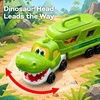 image:imageJOYIN Dinosaur Toys for Kids 18M Dinosaur Carrier Truck with 3 Rubber Car Vehicles Internal Slide Rails Todder Toys with Music amp Lights Birthday Gifts for 2 3 4 Year Old Boys Girls