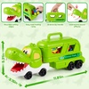 image:imageJOYIN Dinosaur Toys for Kids 18M Dinosaur Carrier Truck with 3 Rubber Car Vehicles Internal Slide Rails Todder Toys with Music amp Lights Birthday Gifts for 2 3 4 Year Old Boys Girls