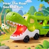 image:imageJOYIN Dinosaur Toys for Kids 18M Dinosaur Carrier Truck with 3 Rubber Car Vehicles Internal Slide Rails Todder Toys with Music amp Lights Birthday Gifts for 2 3 4 Year Old Boys Girls