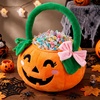 image:imageJOYIN Plush Halloween Pumpkin Basket 11 X 134 in Candy Trick or Treat Bag Cute Orange Tote Bucket with Handle for Kids Girls Boys Party Favor Supplies Trick or Treating Gifts BagCute Smiling Face