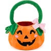 image:imageJOYIN Plush Halloween Pumpkin Basket 11 X 134 in Candy Trick or Treat Bag Cute Orange Tote Bucket with Handle for Kids Girls Boys Party Favor Supplies Trick or Treating Gifts BagCute Smiling Face