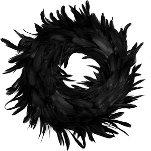 image:imageJOYIN 135 Black Natural Feathers Wreath for Halloween Decorations Spooky Scene Party Favors Halloween Photo Props Trick of Treat Front Door Porch Window Indoor Outdoor Party Decorations