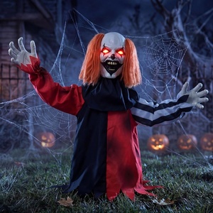 image:imageJOYIN Halloween Outdoor Animatronic Clown Groundbreaker Decorations HalfBody Clown Groundbreaker with Motion and LightUp Eyes for Outside Decor Graveyard Yard Lawn Haunted House Props